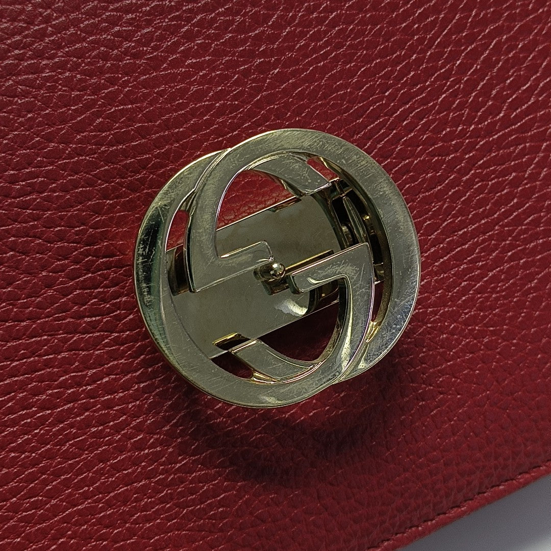 Interlocking G Small Calfskin Red