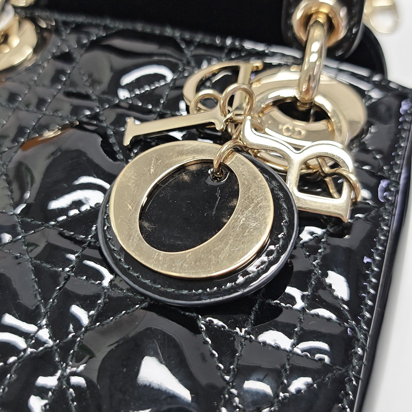 Lady Dior Mini Cannage Patent Leather Black