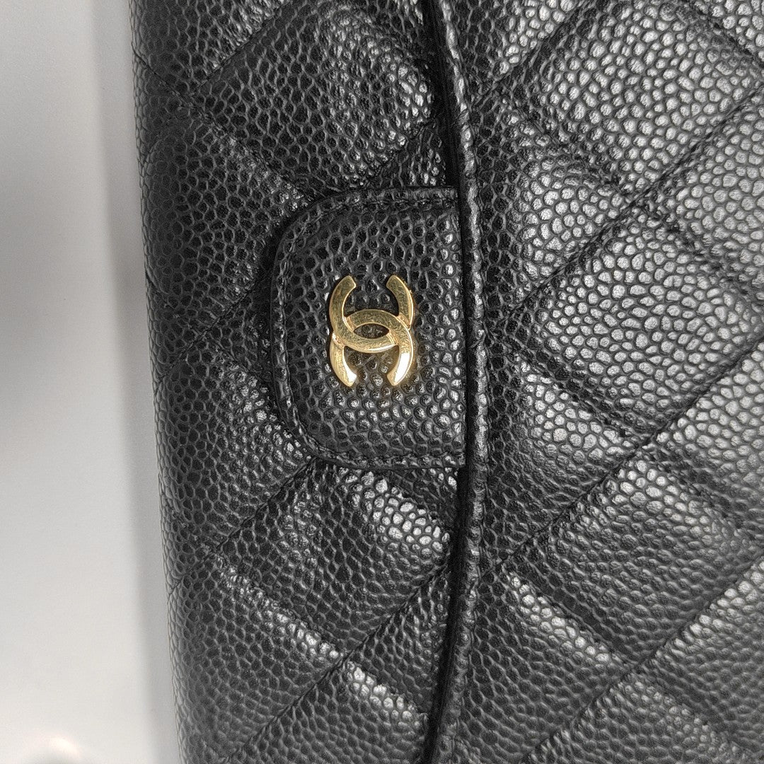 Quilted Grained Calfskin Wallet Black