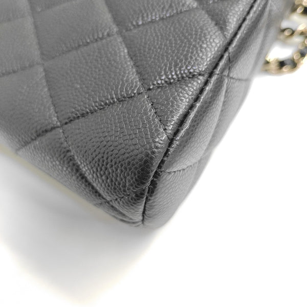 Quilted Grained Calfskin Shoulder Bag Black