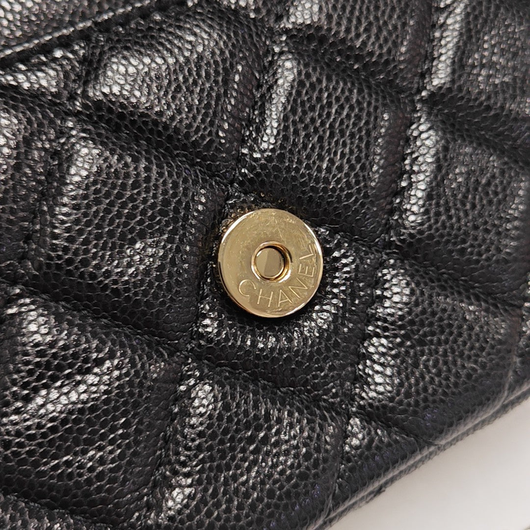 CLASSIC FLAP Mini Quilted Grained Calfskin Black