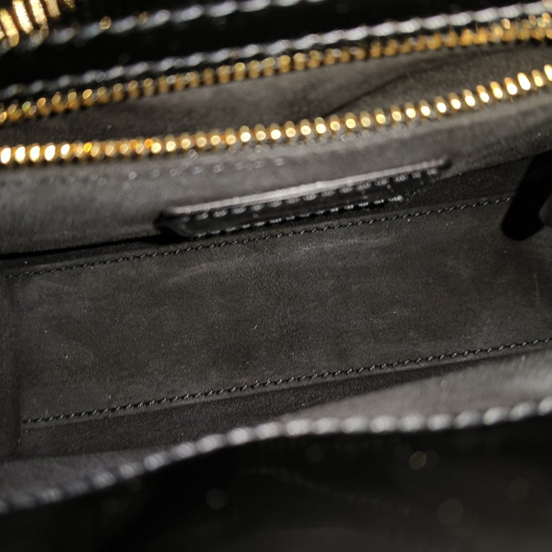 Lady Dior Mini Cannage Patent Leather Black
