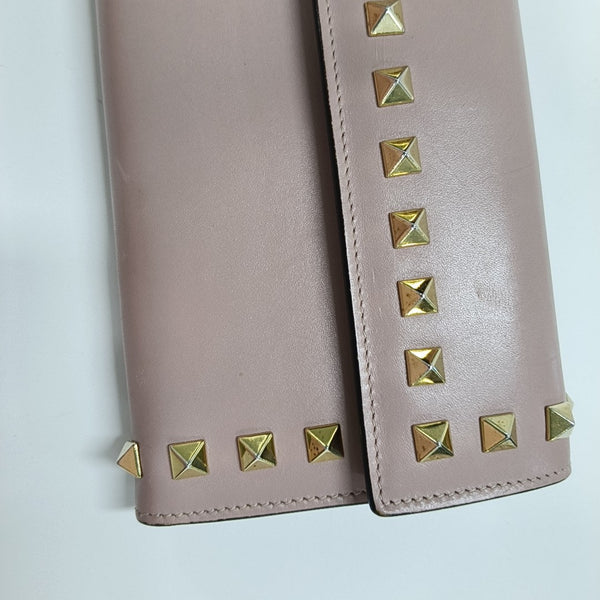 Cartera rosa de piel de ternera Rockstud