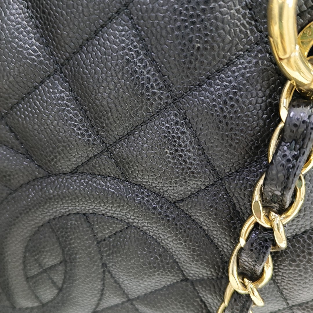 CHANEL GST Large Quilted Grained Calfskin Black