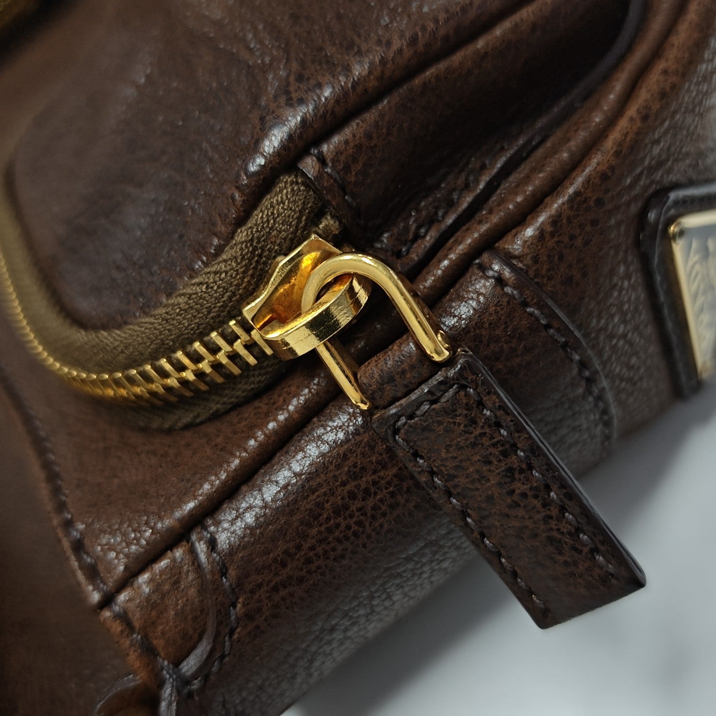 Calfskin Top Handle Bag Brown