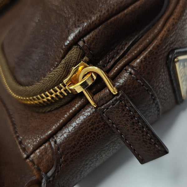 Calfskin Top Handle Bag Brown
