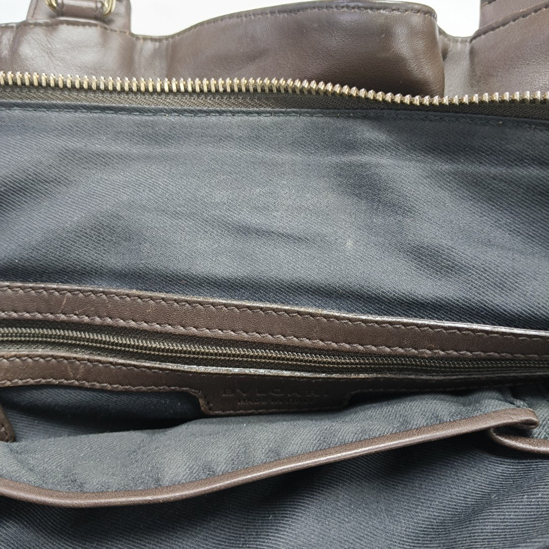 Leather Top Handle Bag Brown