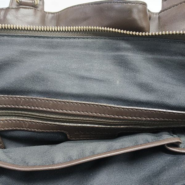 Leather Top Handle Bag Brown