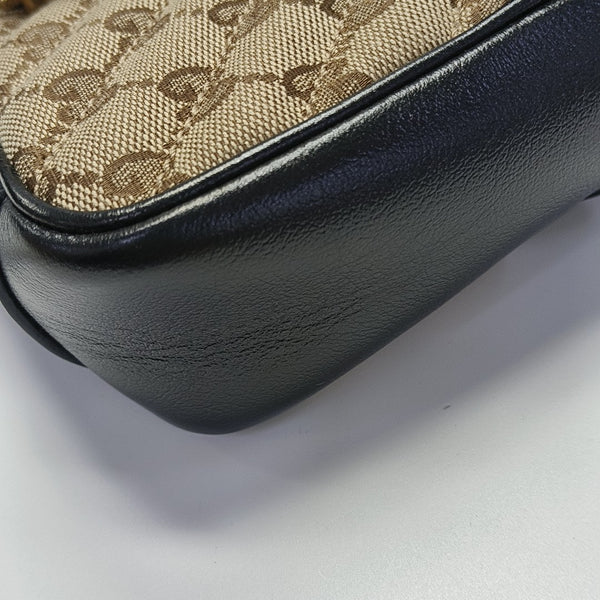 GG Marmont Small Quilted Canvas Brown