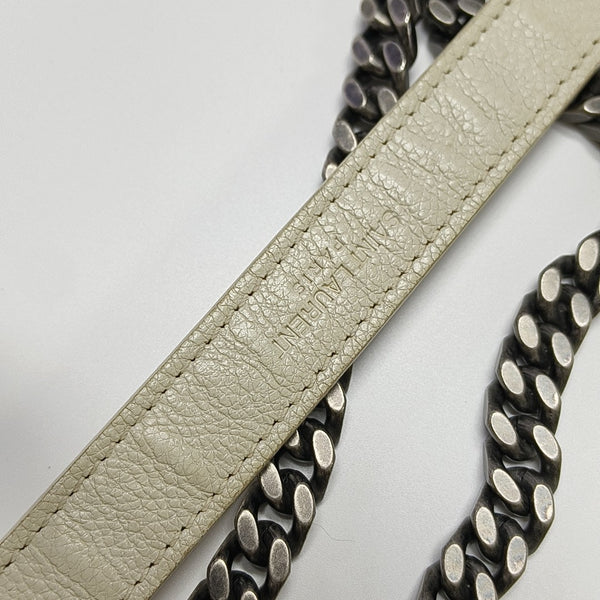 Chevron Calfskin Shoulder Bag White
