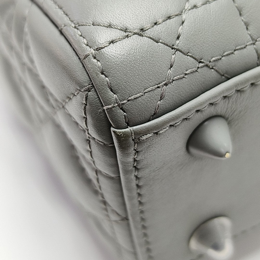 Authenticated pre-owned  Lady Dior Small Quilted Lambskin Grey - Tote Bag at Looply
