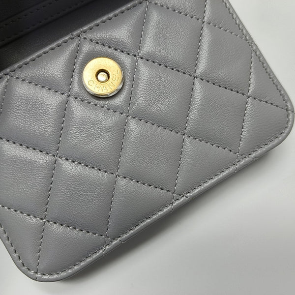Authenticated pre-owned  WOC Quilted Lambskin Gray - Shoulder Bag at Looply