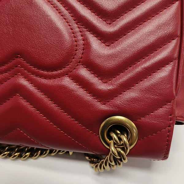 GG Marmont Small Quilted Calfskin Red