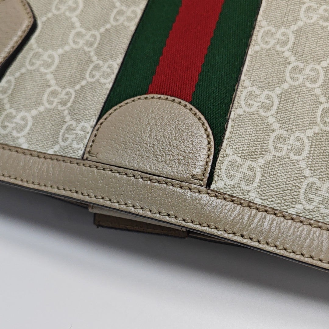 Ophidia Medium Monogram Coated Canvas Beige