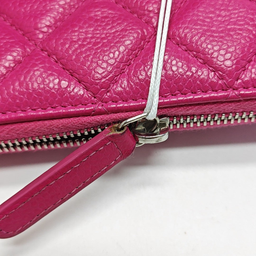 Quilted Grained Calfskin Clutch Pink