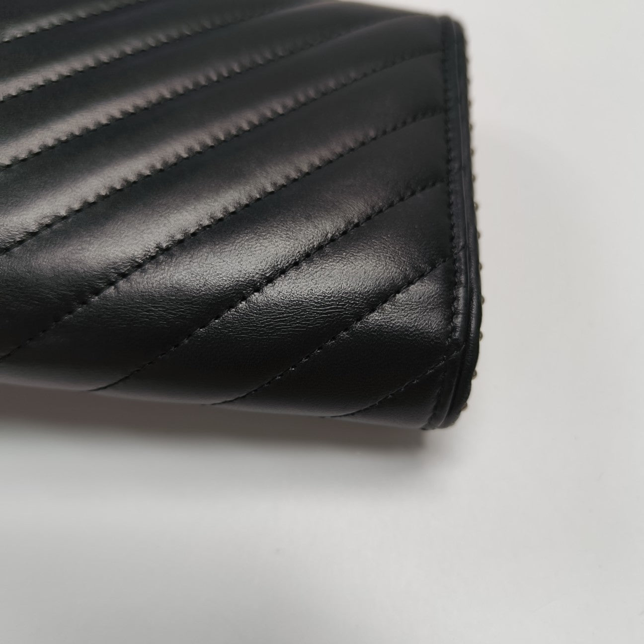 WOC Chevron Lambskin Black Wallet