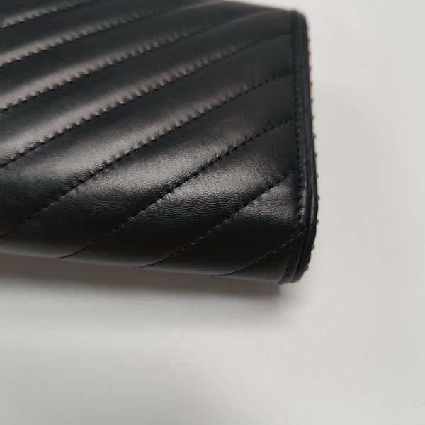WOC Chevron Lambskin Black Wallet