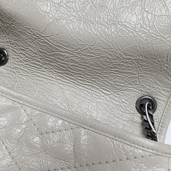 NIKI Mini Chevron Calfskin White