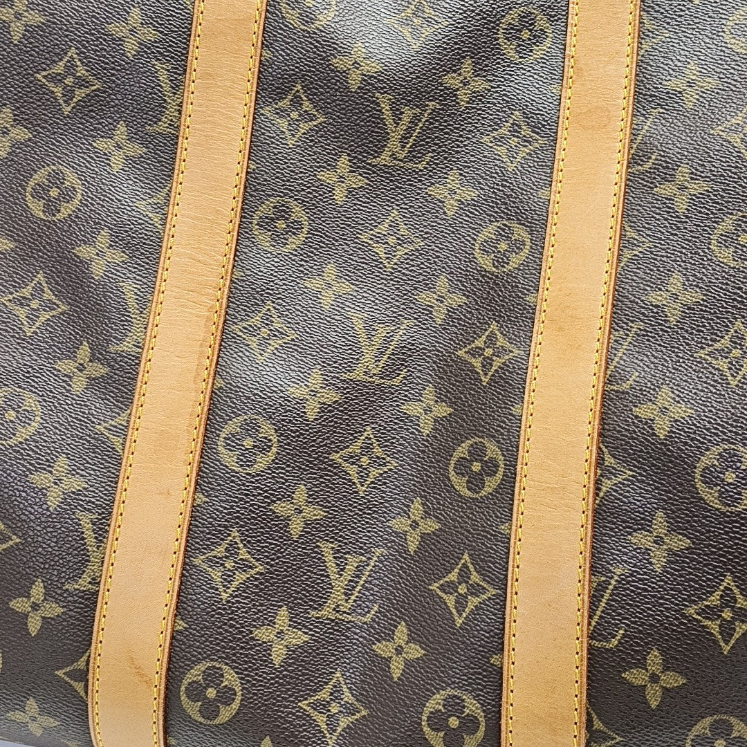 KEEPALL 55 Monogram Coated Canvas Brown