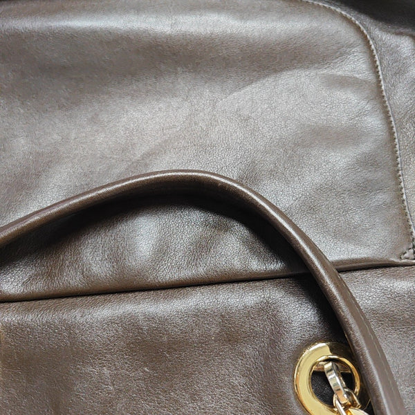 Calfskin Top Handle Bag Brown