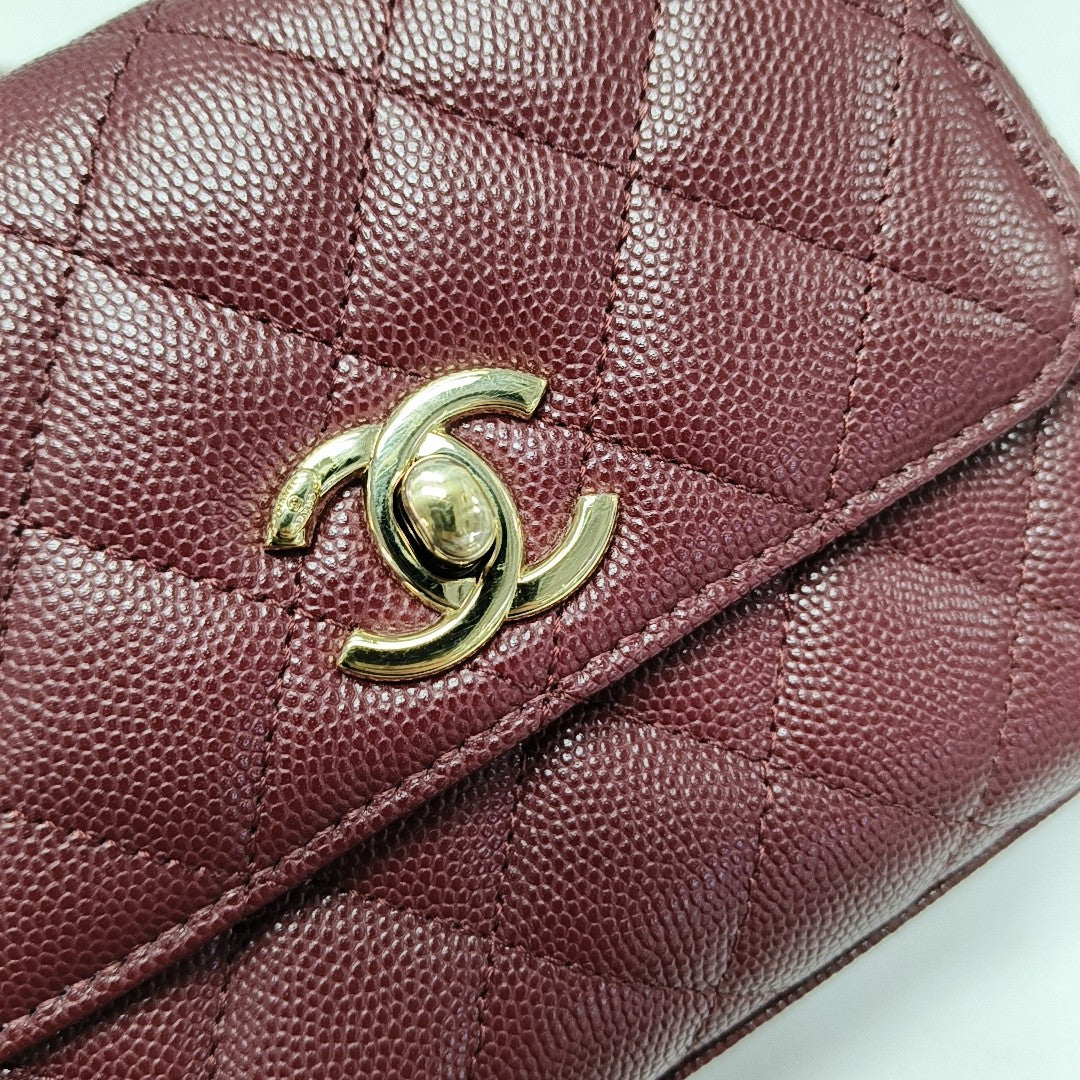 COCO HANDLE Quilted Grained Calfskin Red