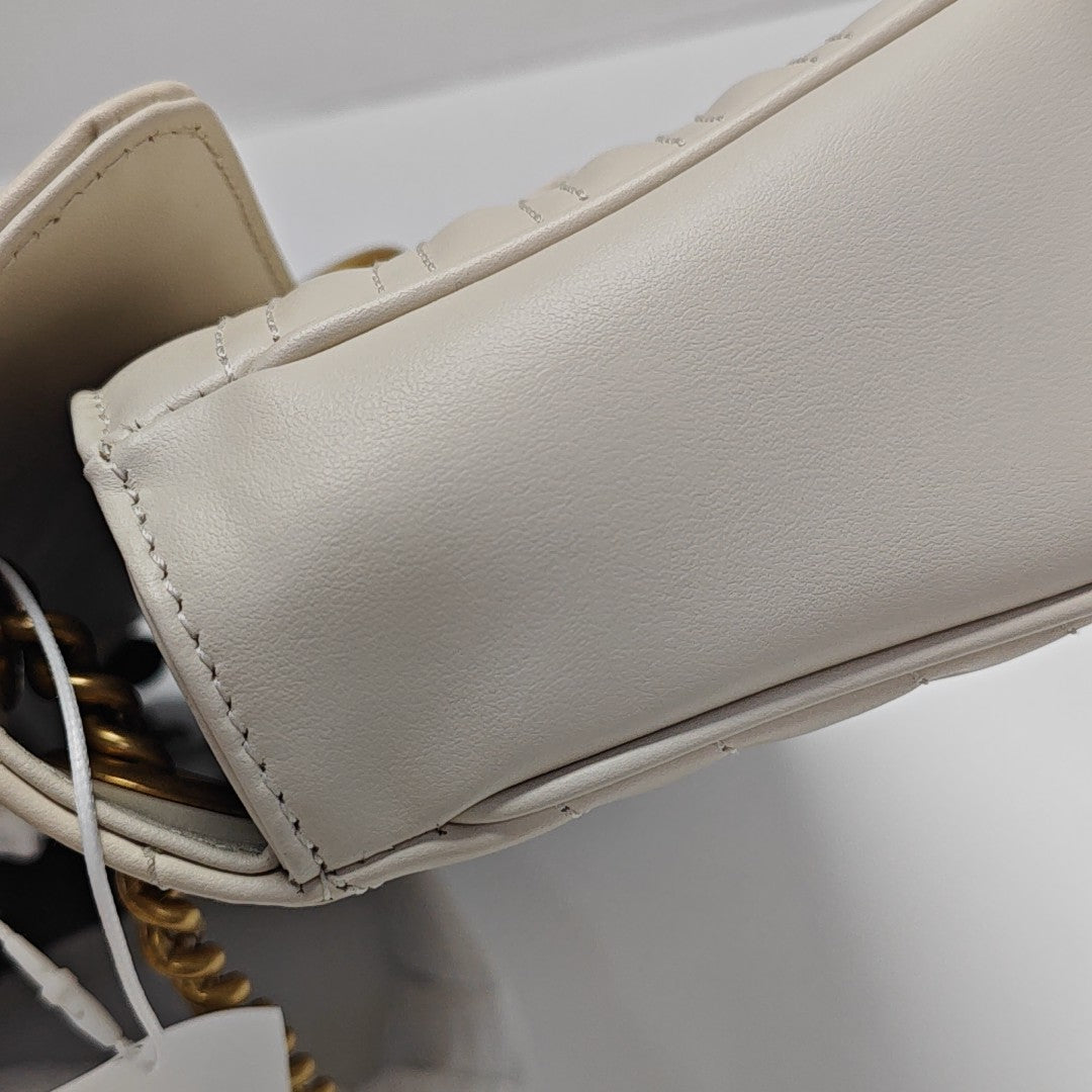 GG Marmont Medium Quilted Calfskin White