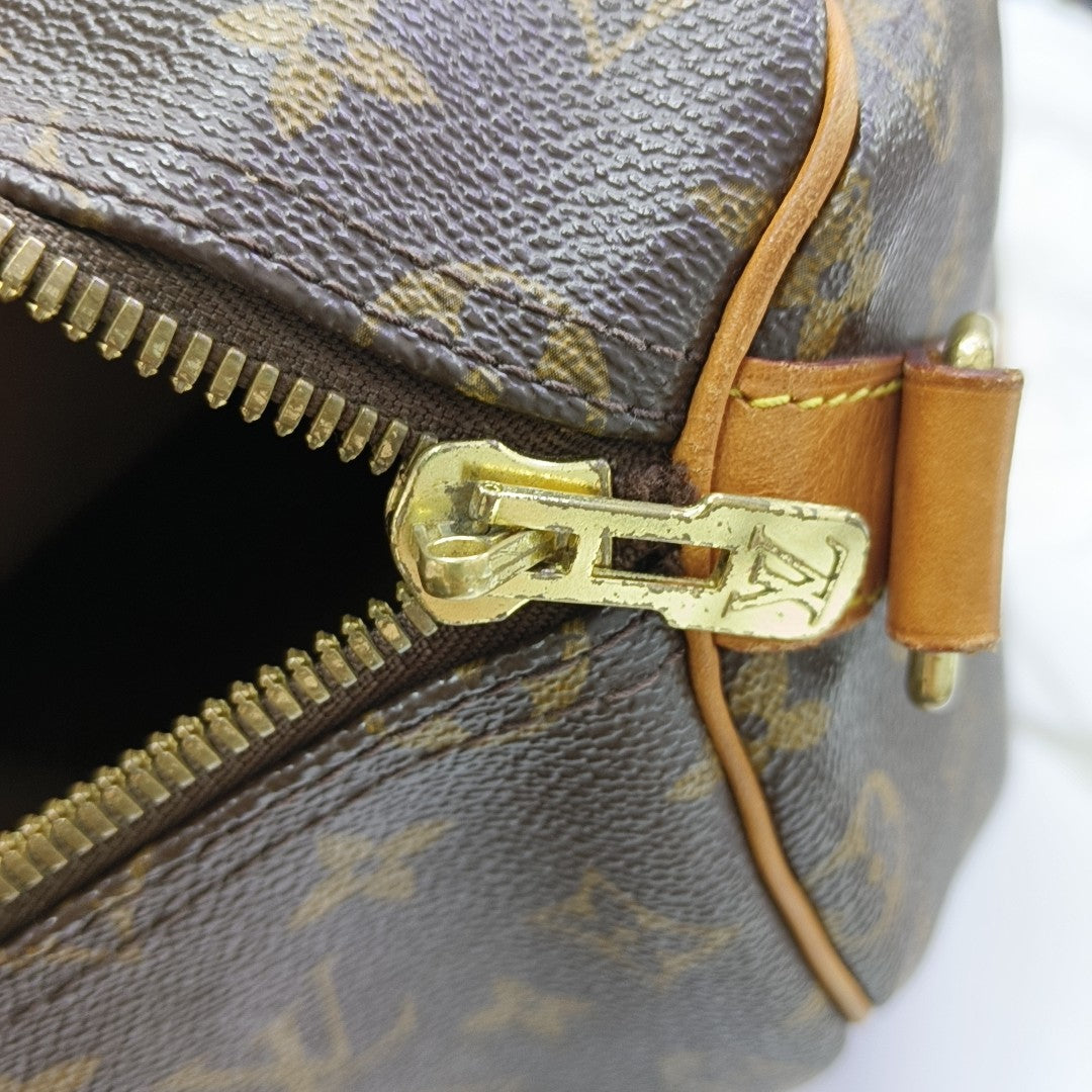 KEEPALL 50 Monogram Coated Canvas Brown