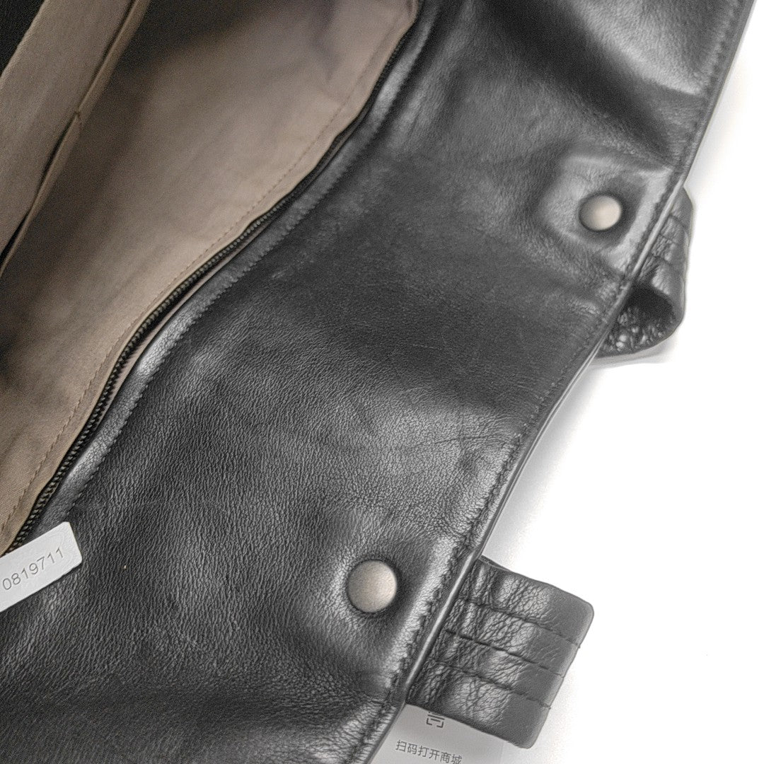 Calfskin Top Handle Bag Black