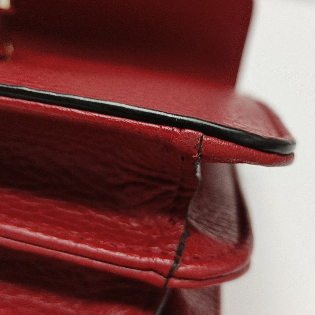 Interlocking G Small Calfskin Red