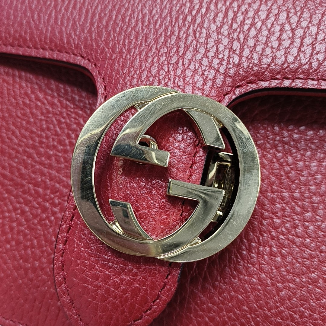 Interlocking G Small Calfskin Red