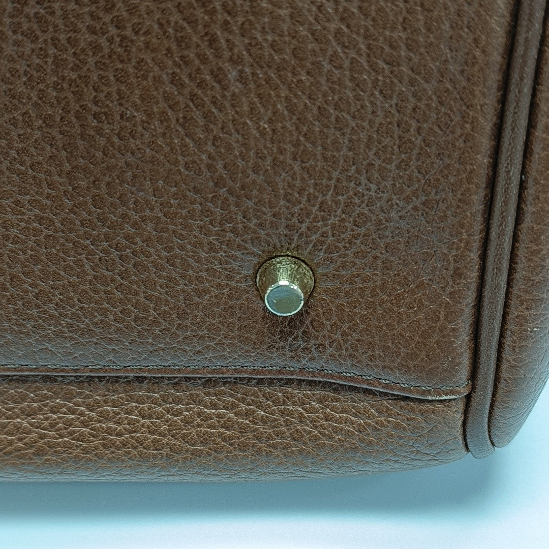 Calfskin Top Handle Bag Brown