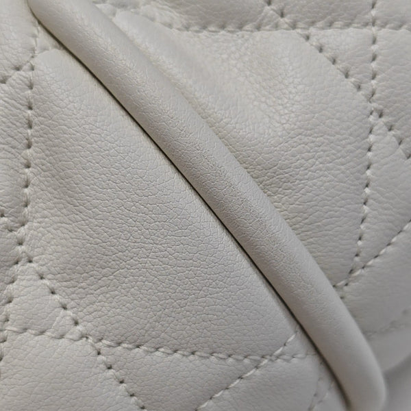 Cannage Calfskin Shoulder Bag White