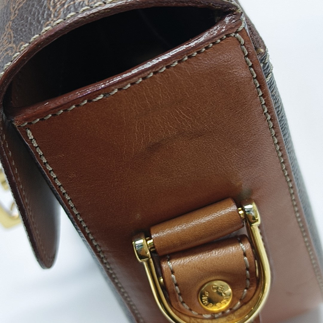 Coated Canvas Shoulder Bag Brown