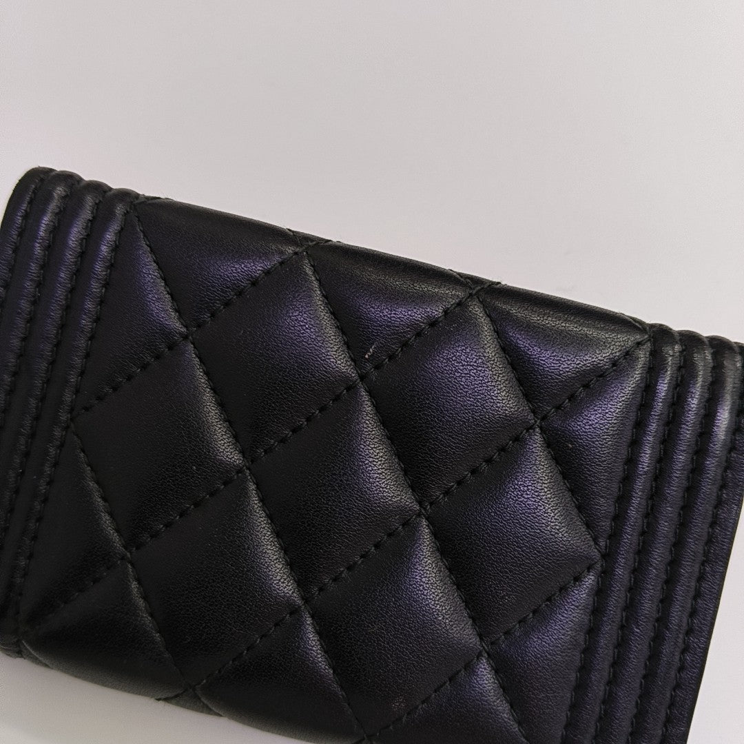 BOY CHANEL Quilted Calfskin Black Wallet