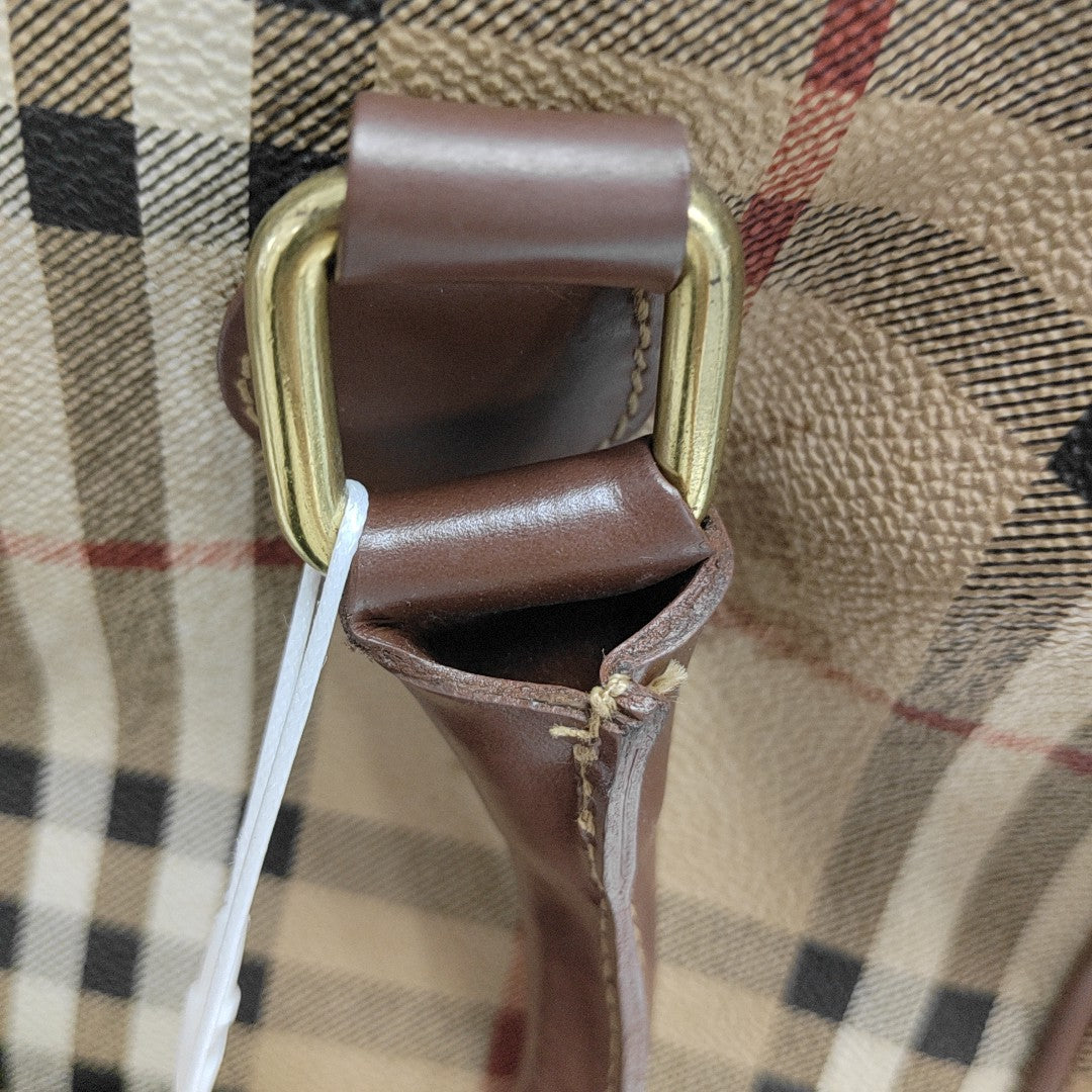 Coated Canvas Top Handle Bag Brown