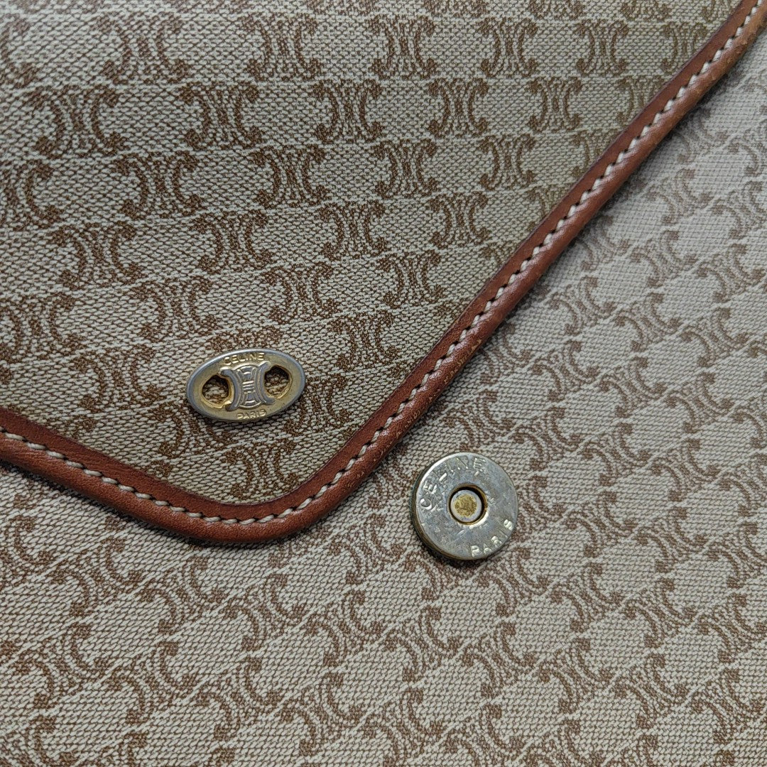 Coated Canvas Clutch Beige