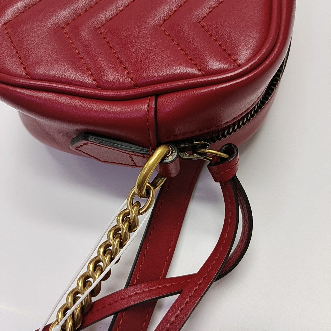 GG Marmont Super Mini Quilted Calfskin Red