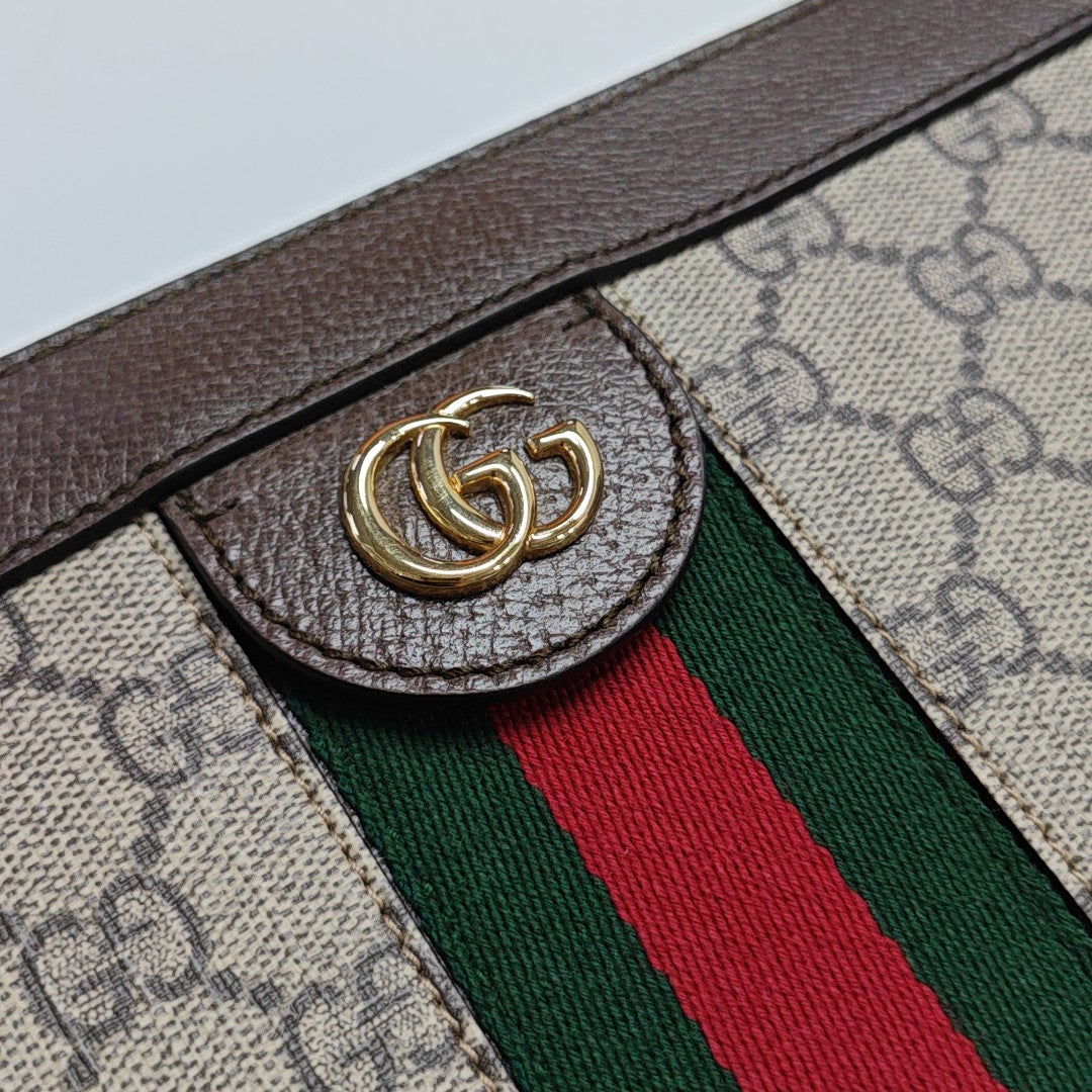 Ophidia Small Monogram Coated Canvas Beige