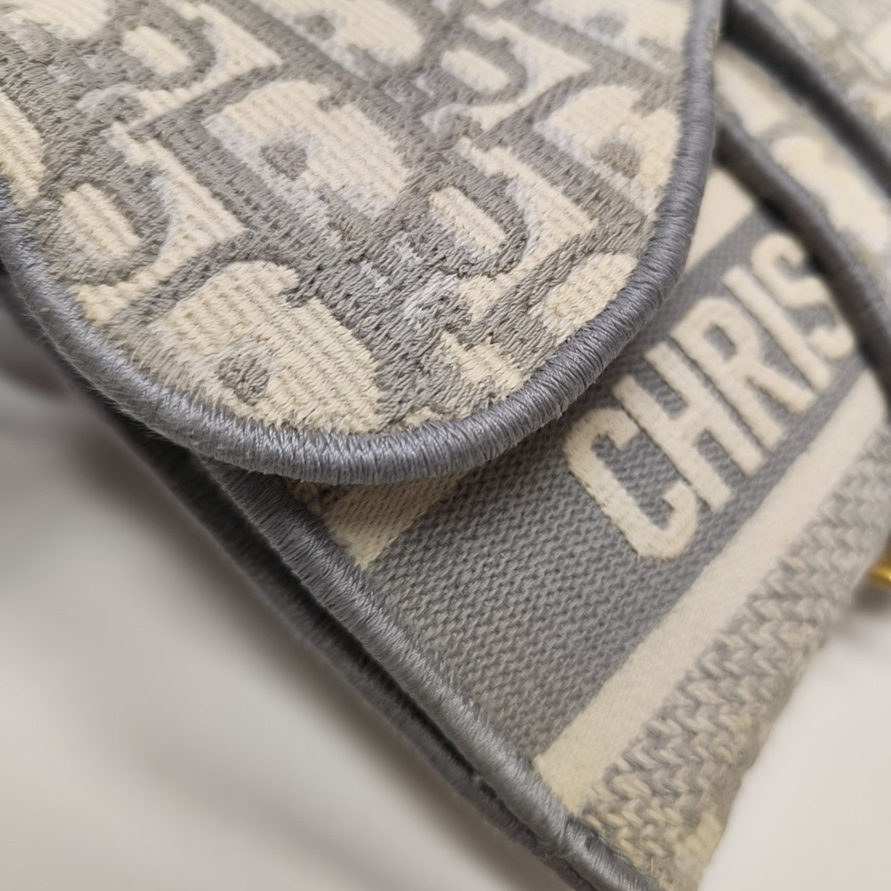 Saddle Mini Oblique Canvas Gray