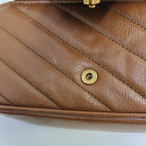 GG Marmont Mini Quilted Calfskin Brown