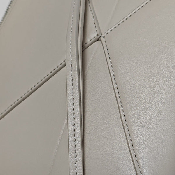 Puzzle Fold Mini Quilted Calfskin White