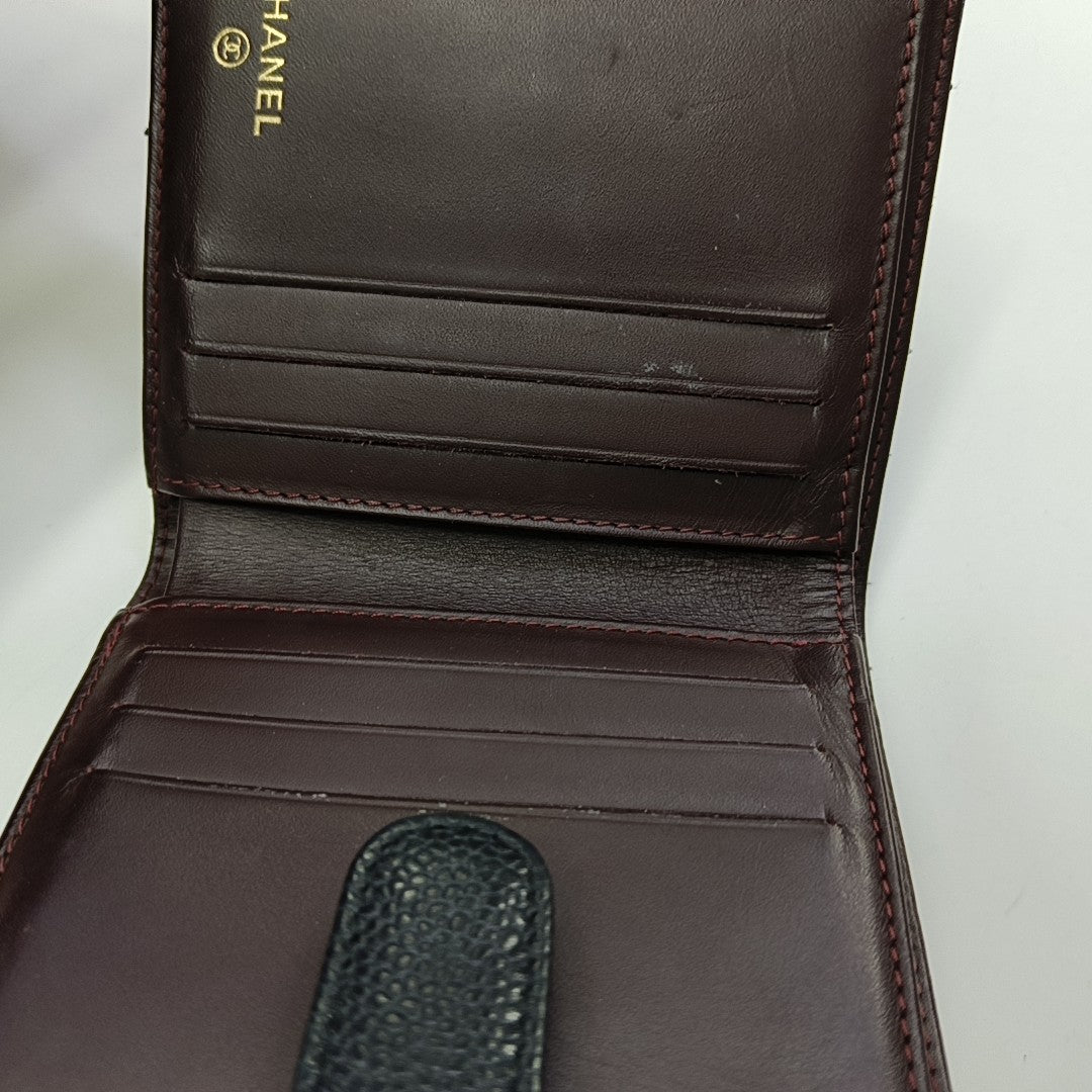 Quilted Grained Calfskin Wallet Black