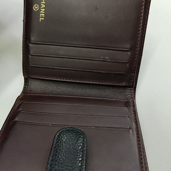 Quilted Grained Calfskin Wallet Black