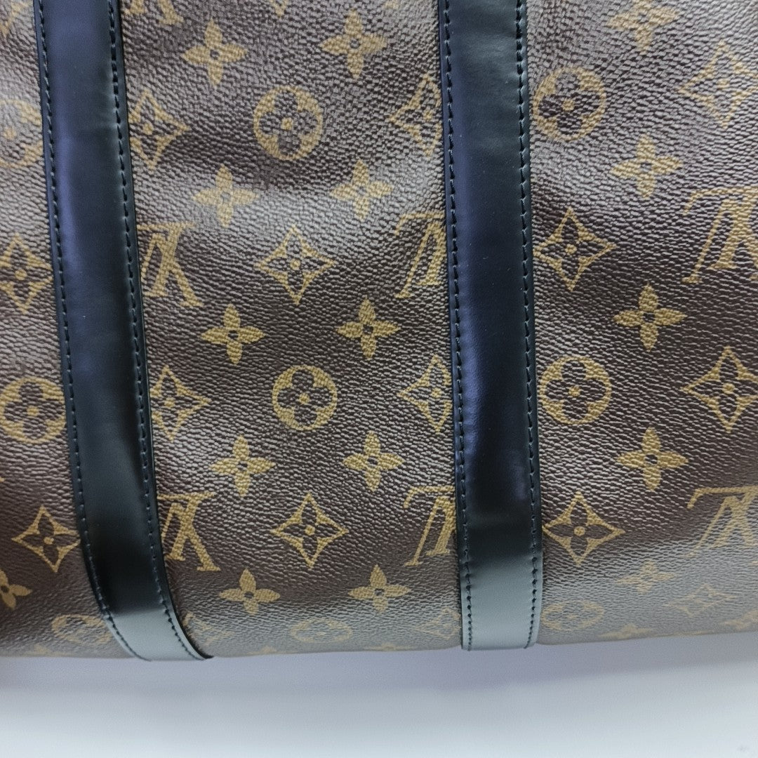 KEEPALL 45 Monogram Coated Canvas Brown