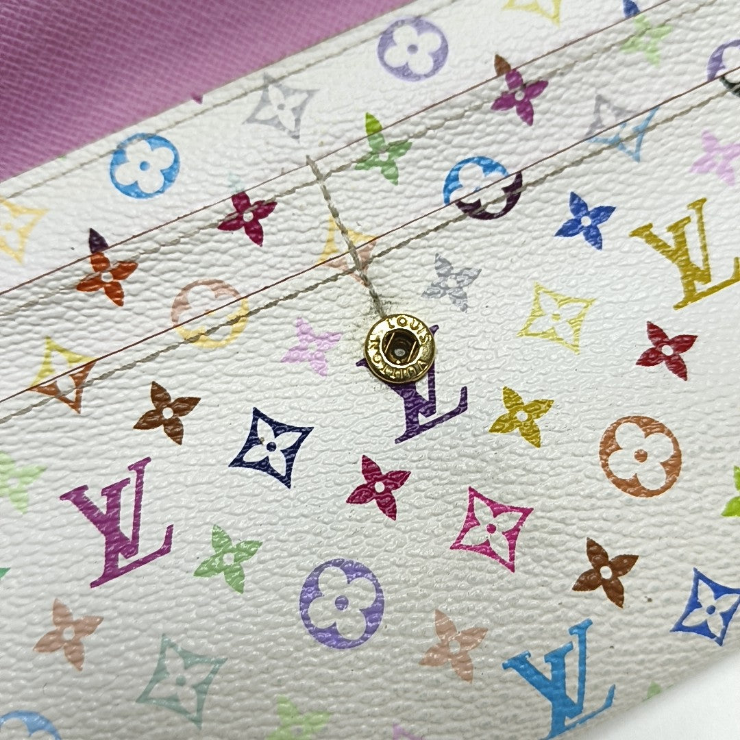 Cartera Blanca de Lona Recubierta con Monograma Porte Monnaie