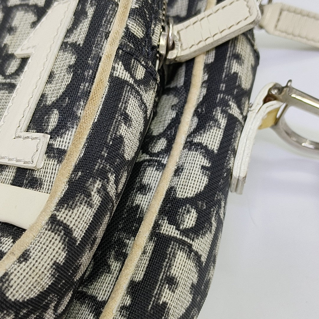 Oblique Coated Canvas Shoulder Bag Gray