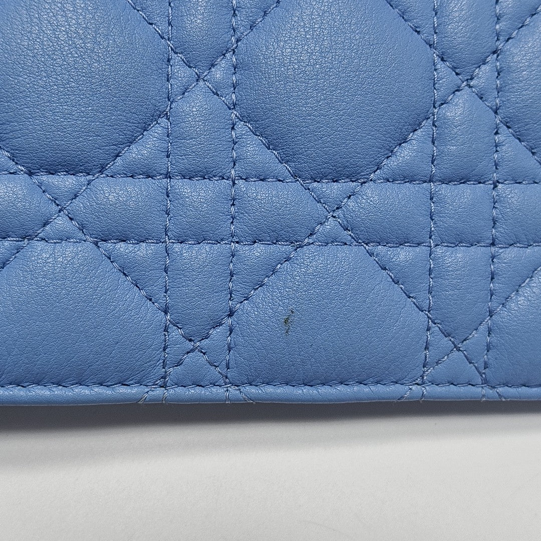 Cannage Calfskin Shoulder Bag Blue