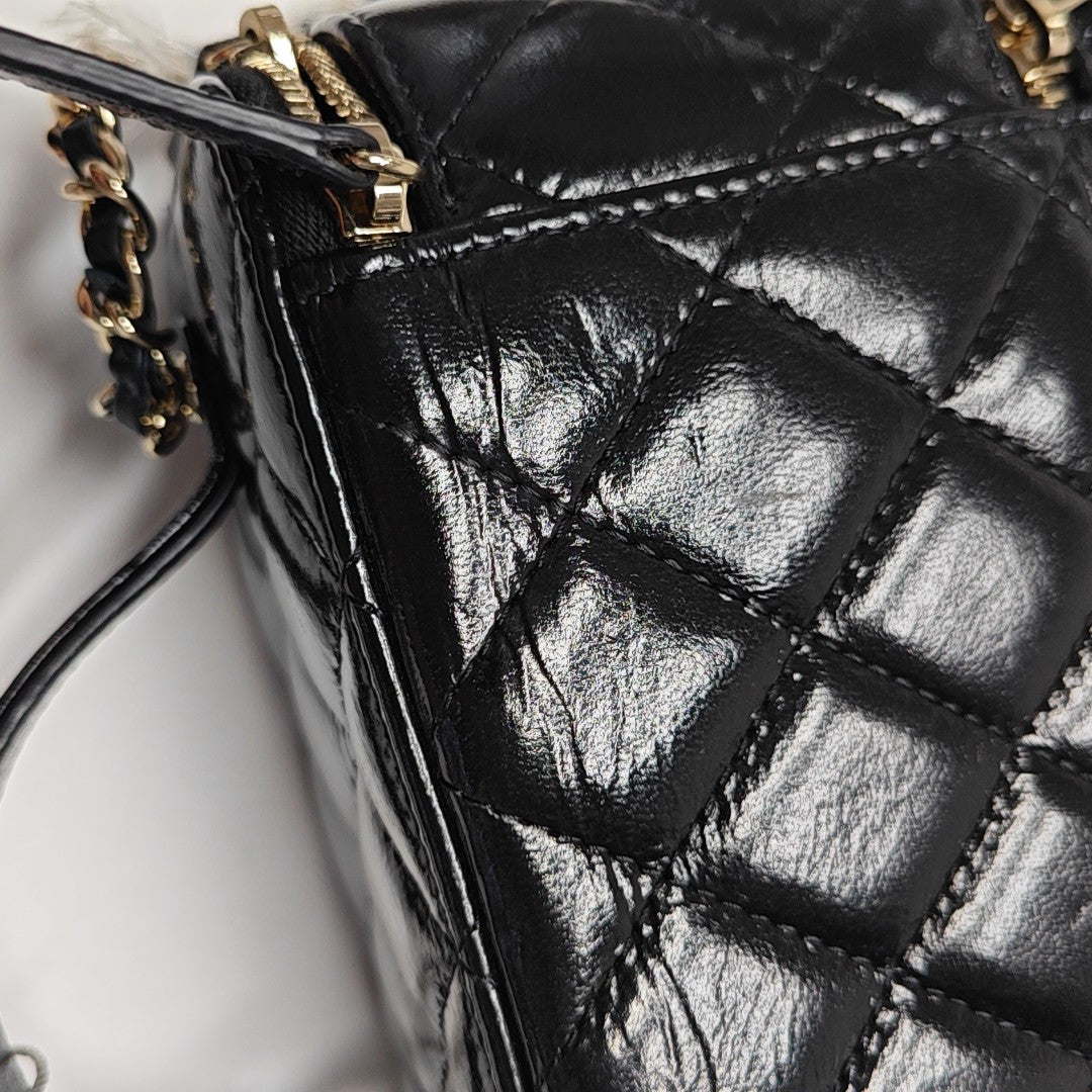 Quilted Calfskin Shoulder Bag Black