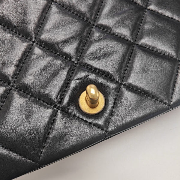 Quilted Lambskin Shoulder Bag Black