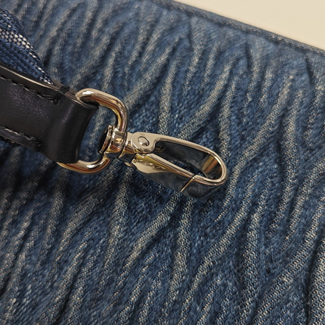 Quilted Denim Shoulder Bag Blue